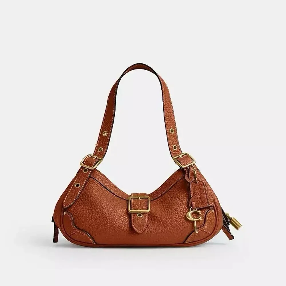 NWT Coach Drifter Shoulder Bag 31 CFM45 Textured pebble leather Amber brown